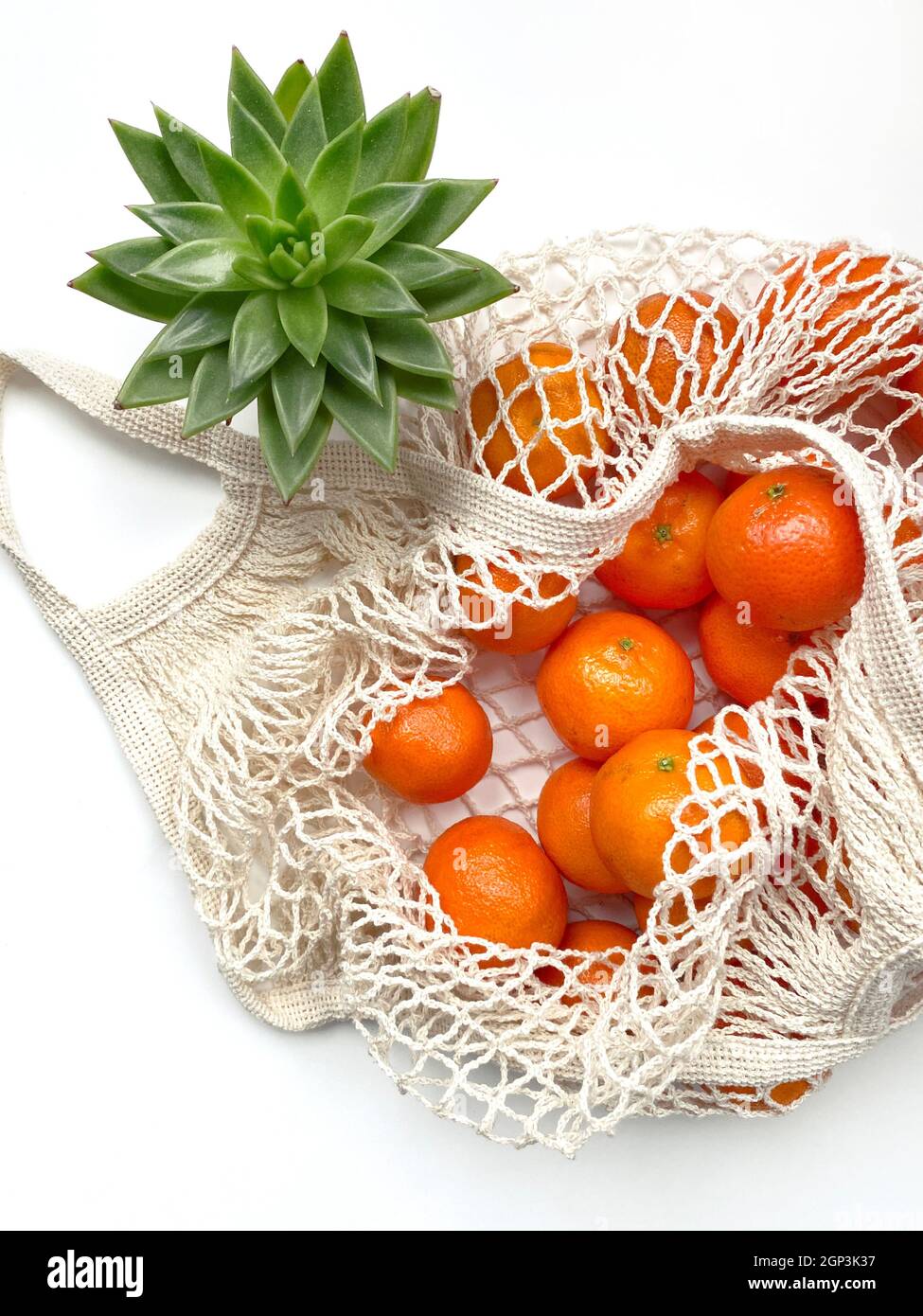 Fresh mandarins placed in string bag · Free Stock Photo