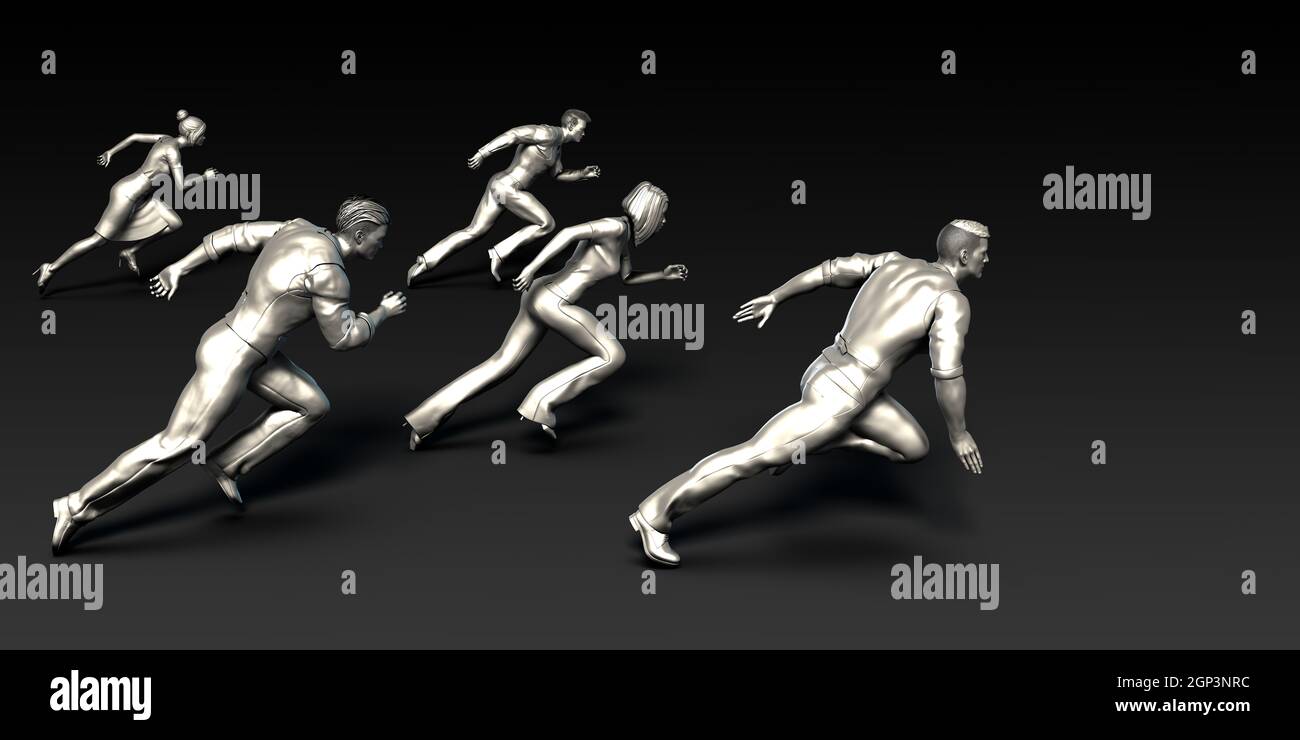 Corporate Racetrack Visual Business People Racing in a Corporate Race to Success Stock Photo - Alamy