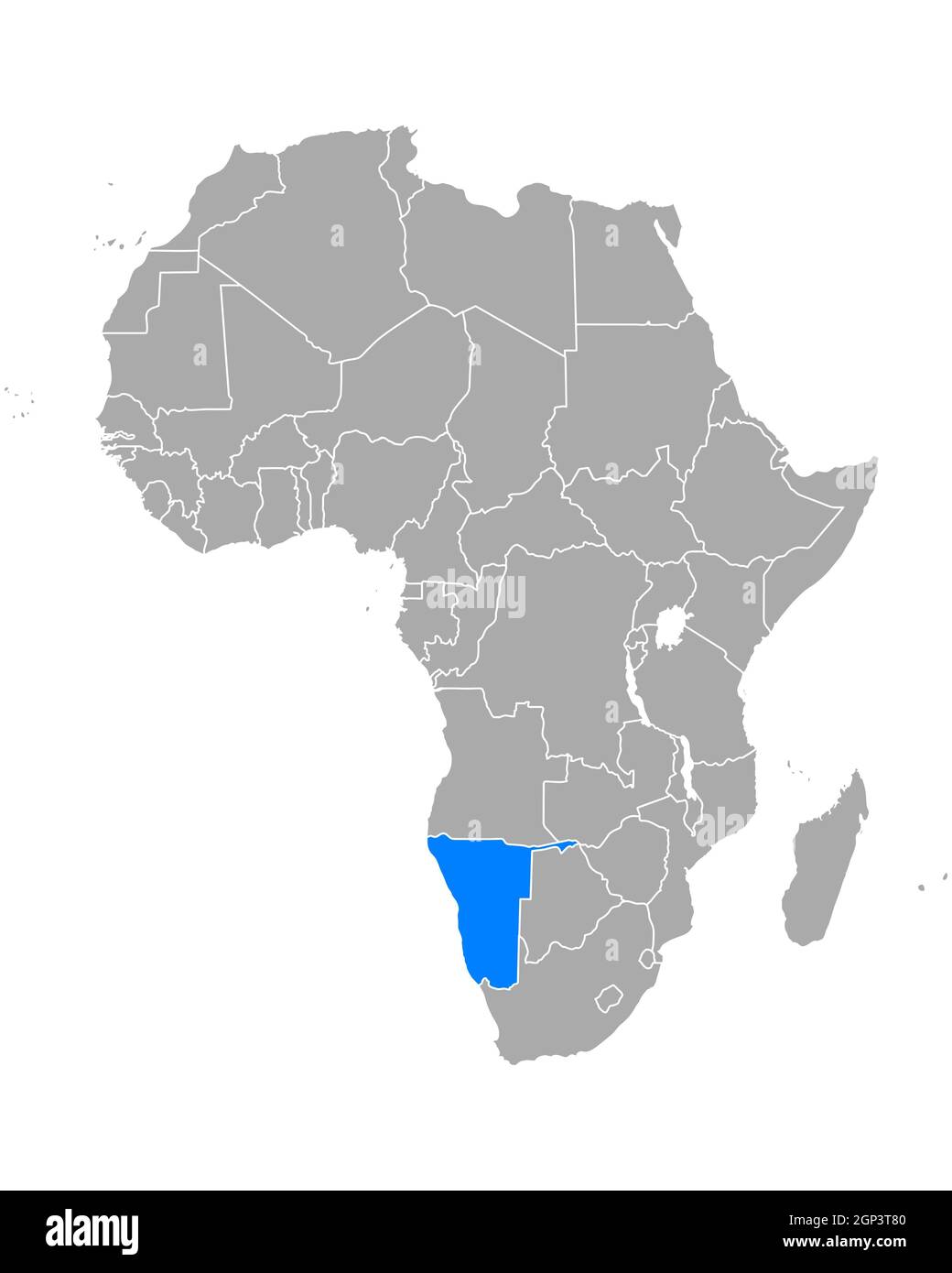 Namibia On The Map Of Africa Map Of Namibia In Africa Stock Photo - Alamy