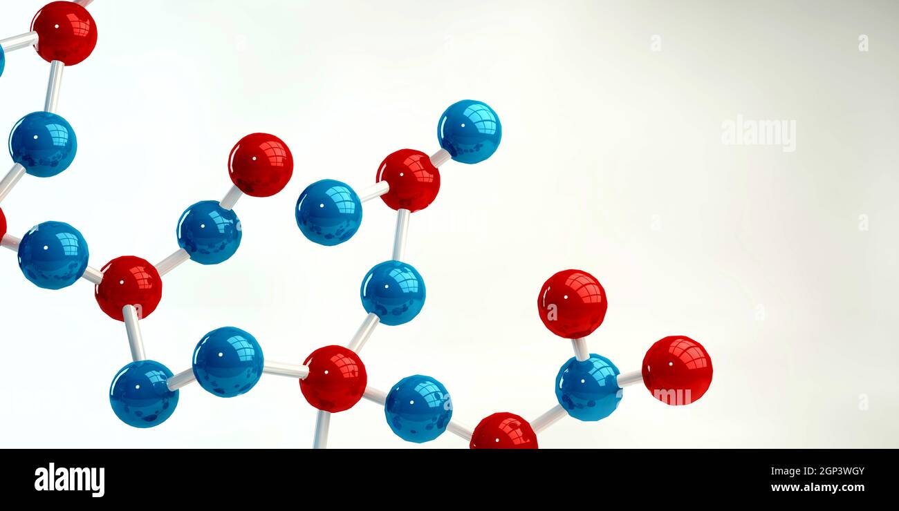 Molecules Background in Blue and Red as a Science Concept Stock Photo