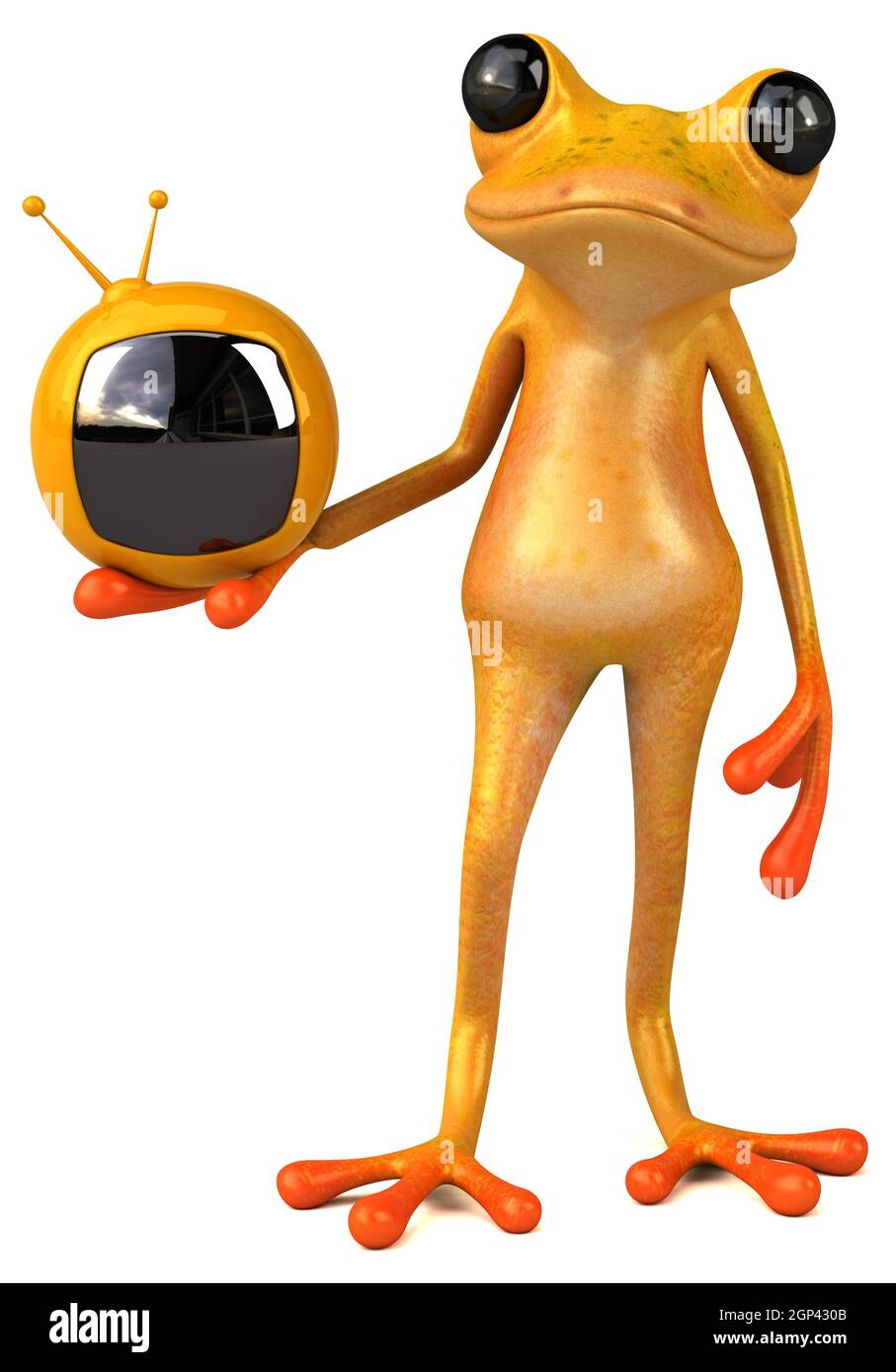 Fun yellow frog 3D Illustration Stock Photo Alamy