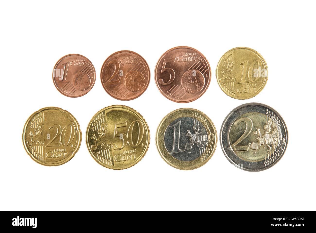 Full set of euro coins isolated on white background Stock Photo - Alamy