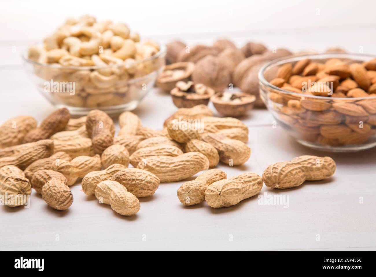 Vegan Protein, Nut Blend. Walnut Peanut Cashew Almond. Concept diet