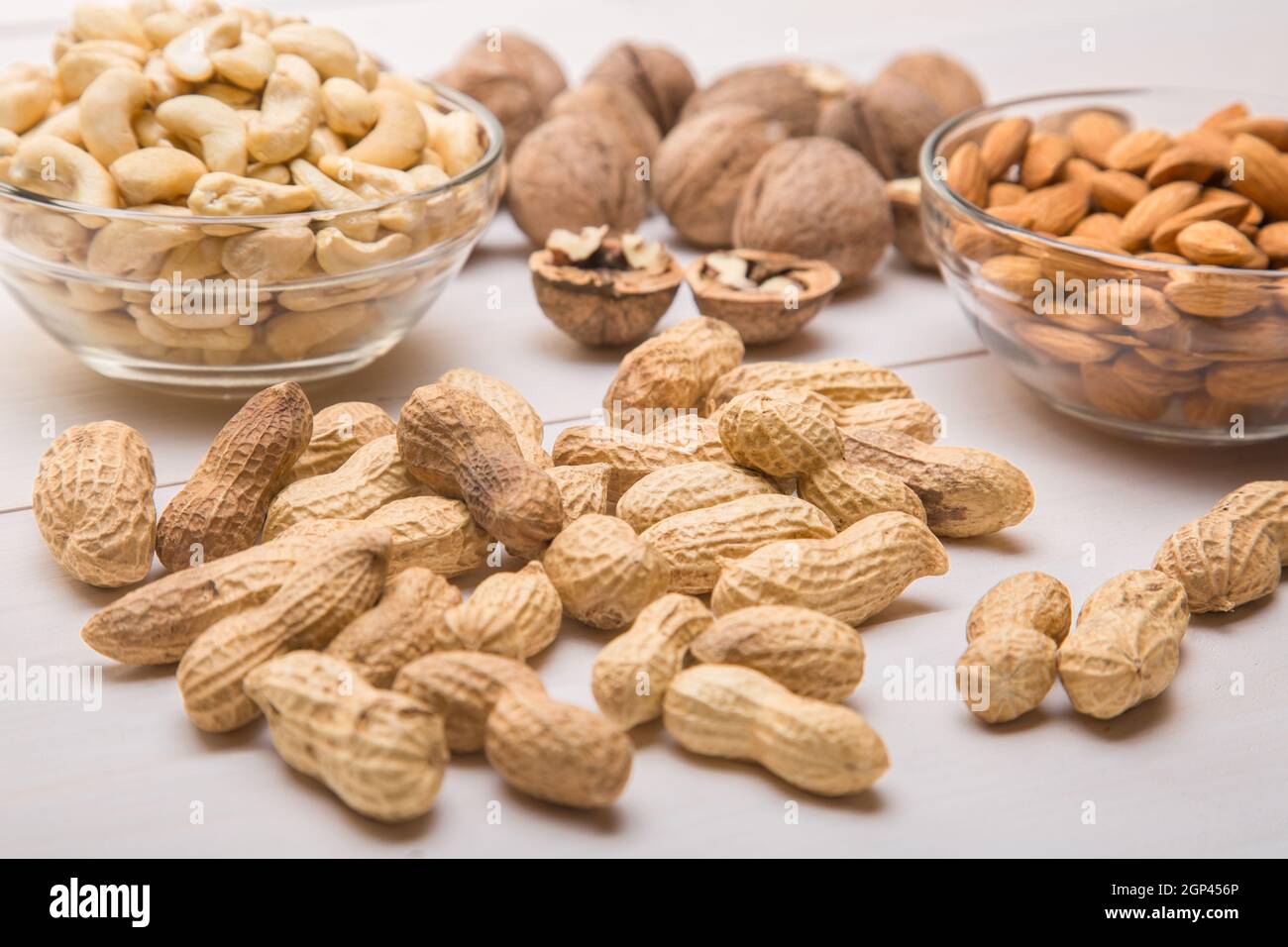 Vegan Protein, Nut Blend. Walnut Peanut Cashew Almond. Concept diet