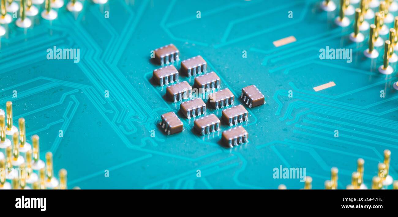 Computer chip cpu, close up; Computer technology Stock Photo - Alamy