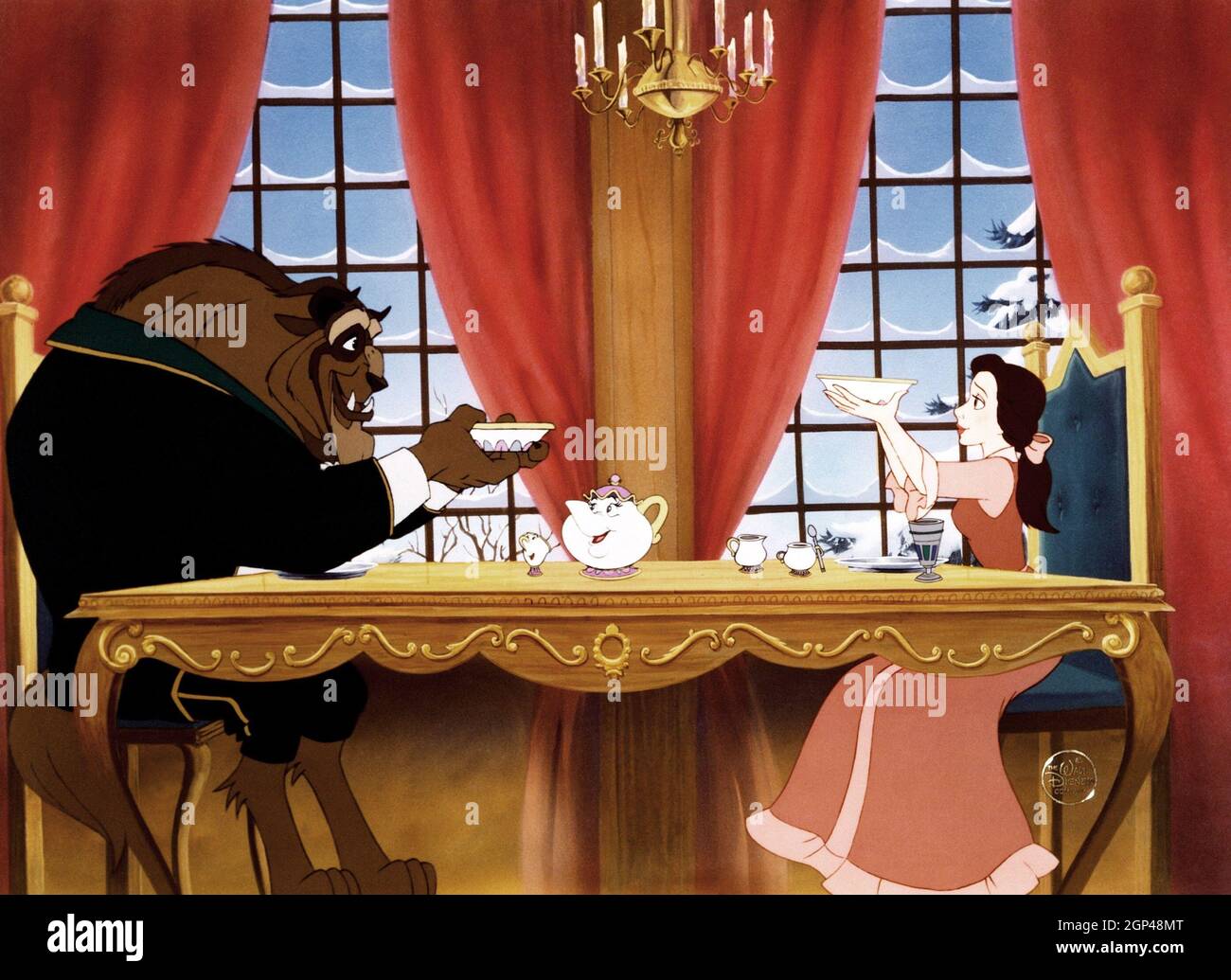 BEAUTY AND THE BEAST, from left, Beast (voiced by Robby Benson), Chip (voiced by Bradley Pierce