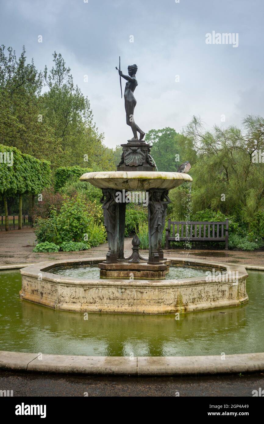 Diana the Huntress, Greek Goddess water fountain in Hyde Park, London