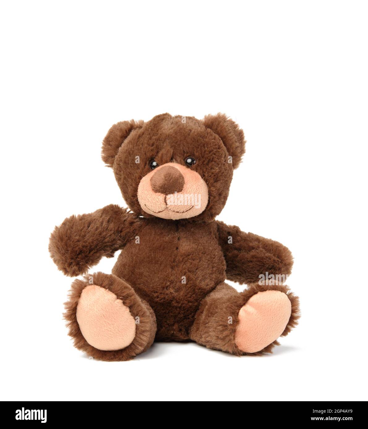 brown teddy bear sits on a white background, toy Stock Photo - Alamy