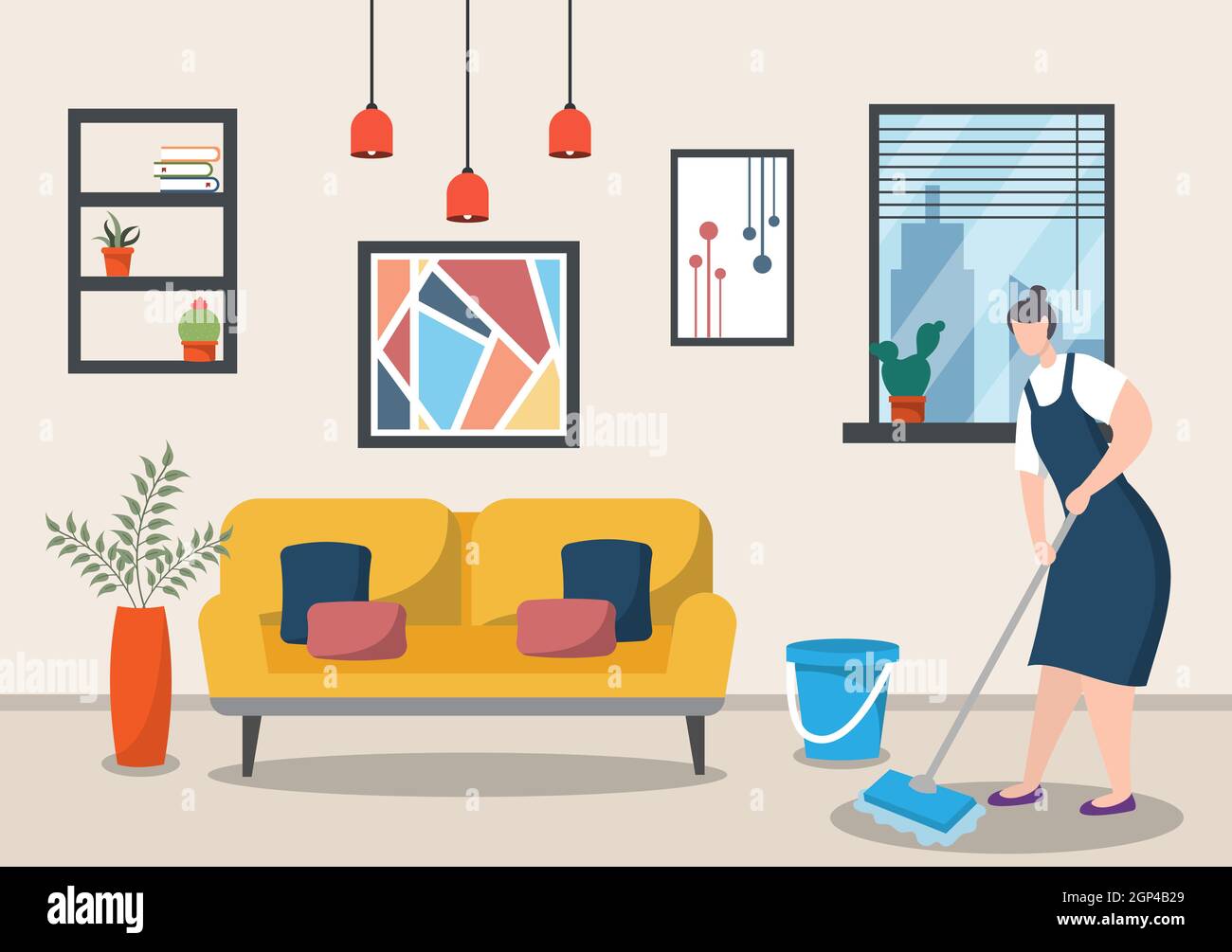 Cleaning Service Concept. Vector Flat Design Cartoon Illustration ...