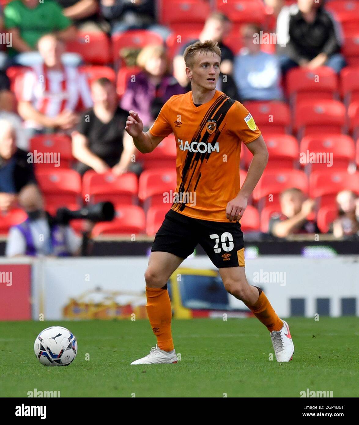 Hull City's Matt Smith in action during the Sky Bet Championship match at the bet365 Stadium, Stoke. Picture date: Saturday September 25, 2021. Stock Photo