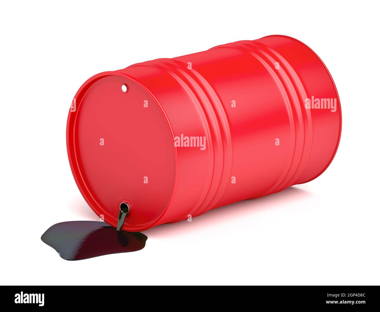 Oil spilled from red barrel on white background Stock Photo Alamy