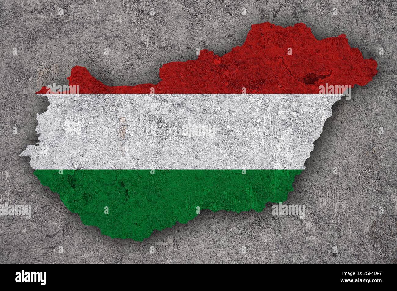 Map and flag of Hungary on weathered concrete Stock Photo - Alamy