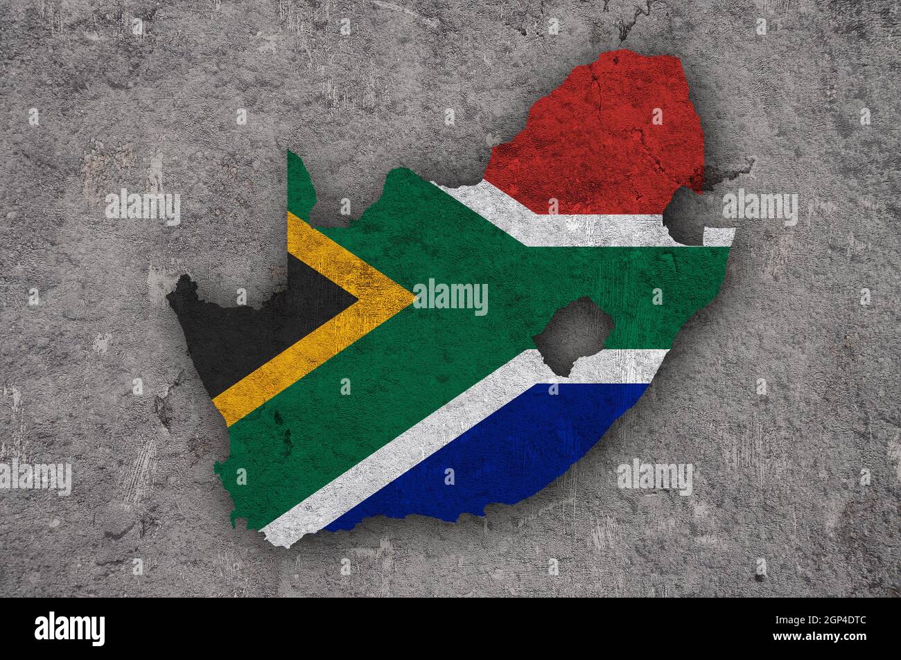 Map and flag of South Africa on weathered concrete Stock Photo - Alamy