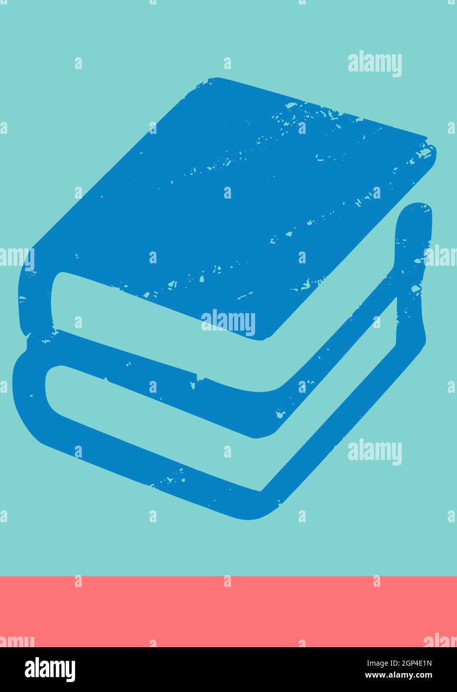 Composition of blue book icons on green background Stock Photo
