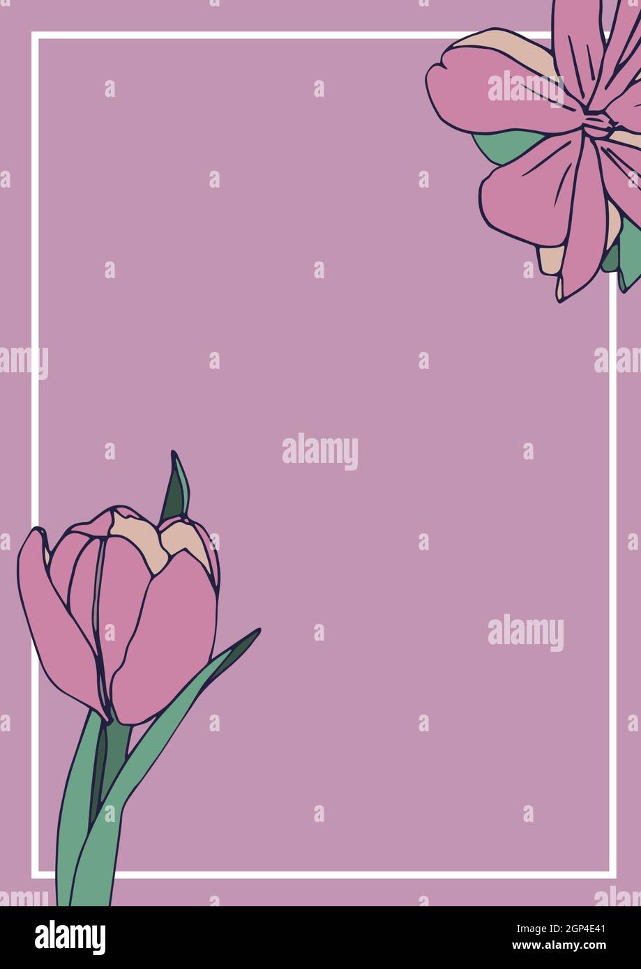 Composition of pink flower icons on pink background Stock Photo
