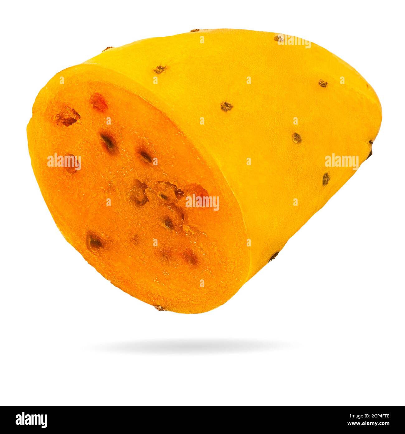 Isolated prickly pear fruits with shadow for packaging and advertisement. Full depth of field. Clip art image for package design. High End Retouching. Stock Photo