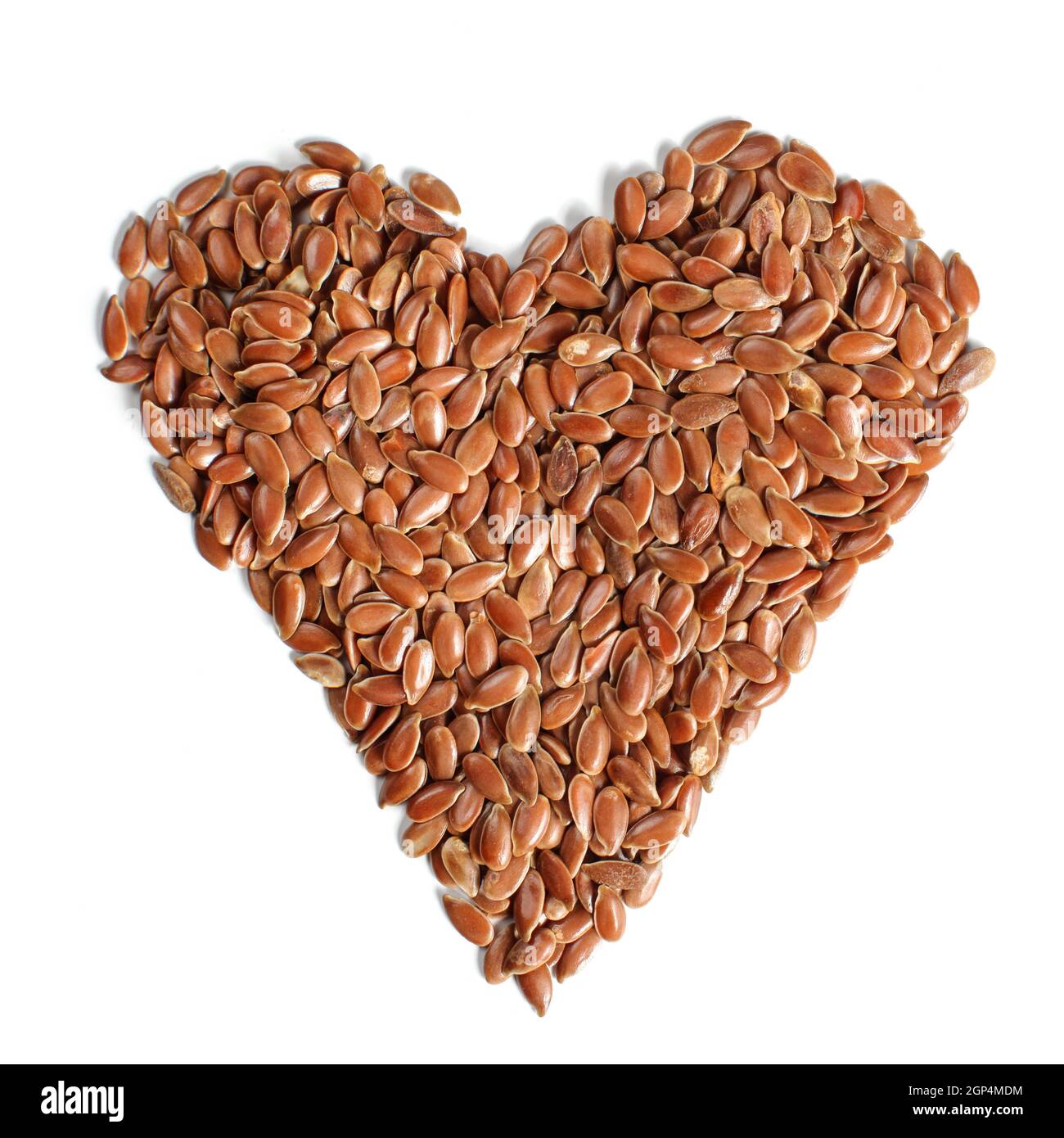 Heart made of flax seeds (Linum usitatissimum) view from above
