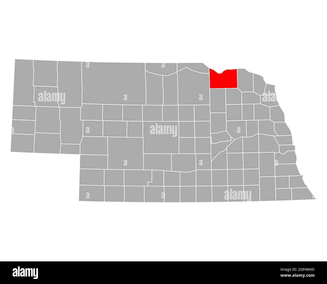 Map of Knox in Nebraska Stock Photo