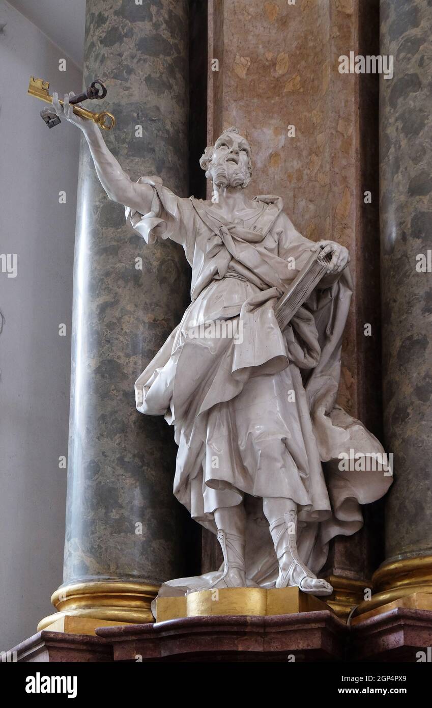 Saint Peter statue on the Holy Blood Altar in the Basilica of St. Martin and Oswald in Weingarten, Germany Stock Photo