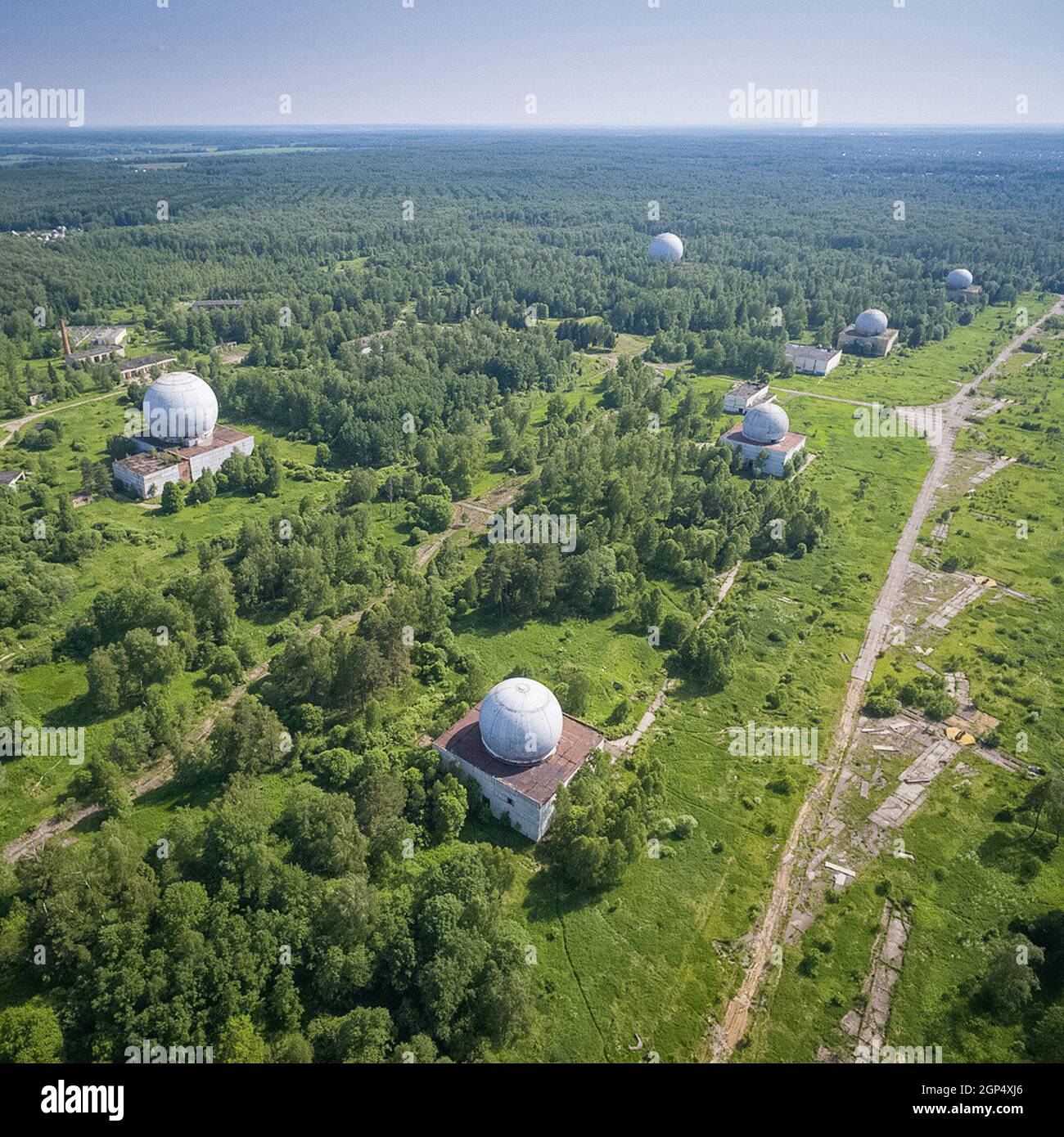 Old radar towers of the military station. Old radar towers of the ...