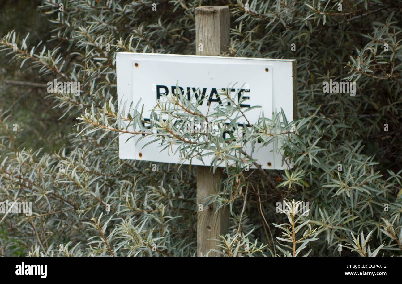 no trespassing sign of  private property or a private road Stock Photo