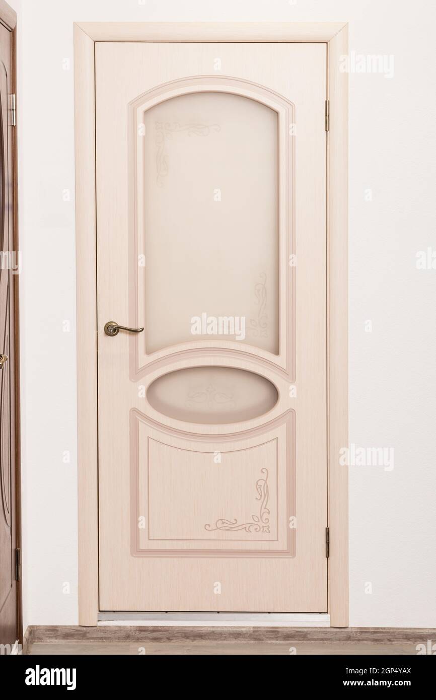 High quality clipart - door for interior design. Plastic and wooden doors  in a modern style. Door with frosted glass and without glass. Close-up of  an Stock Photo - Alamy, image size:866x1390