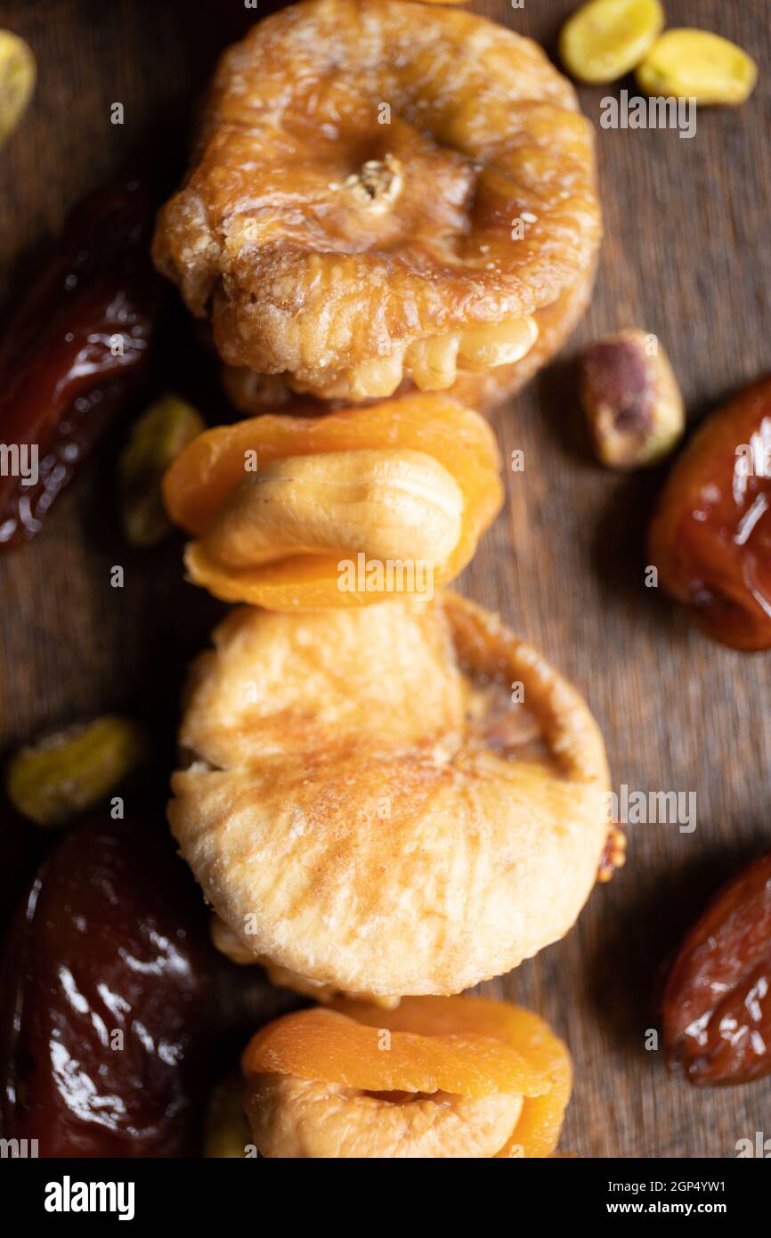 dried fruit and nuts Stock Photo