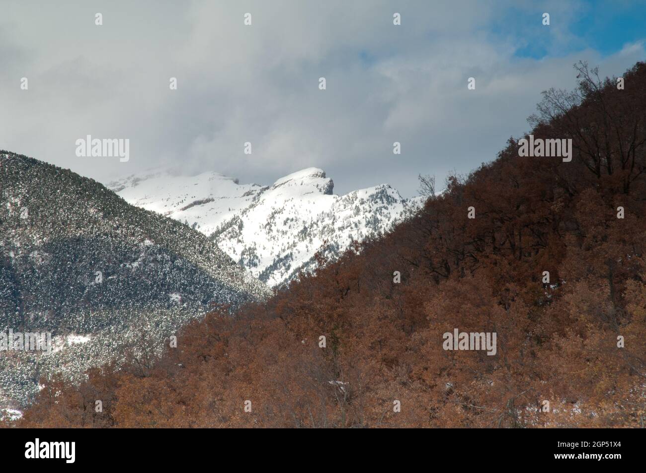 Mountains in a national reserve in the Pyrenees. Tendenera Mountain Range. Vinamala National Reserve. Huesca. Aragon. Spain. Stock Photo