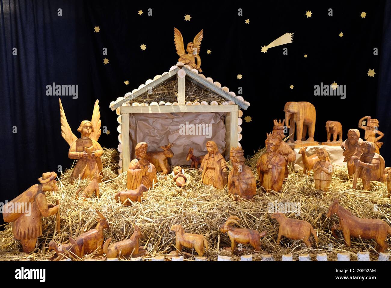 Nativity scene, exhibition of mangers in the gallery Klovicevi dvori in Zagreb, Croatia Stock