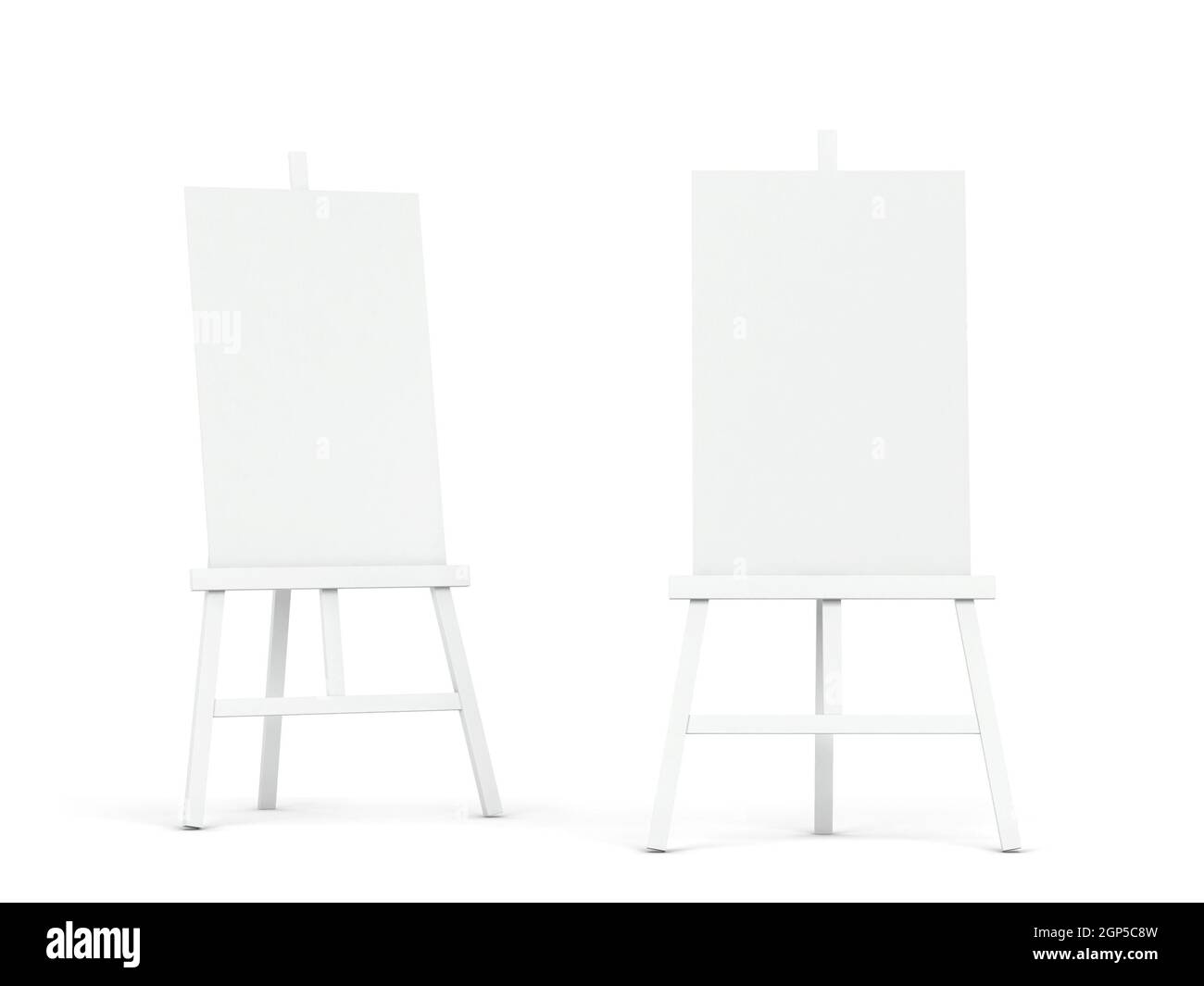 Blank easel mockup. 3d illustration isolated on white background Stock