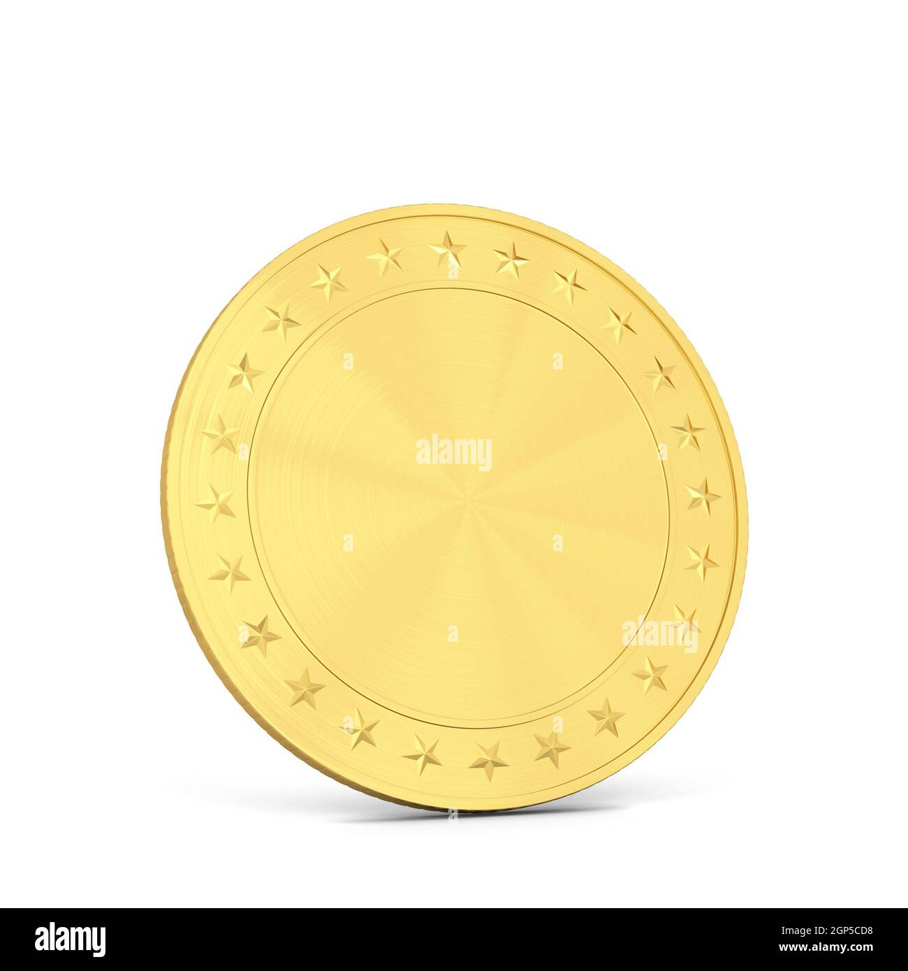 Empty golden coin. 3d illustration isolated on white background Stock ...