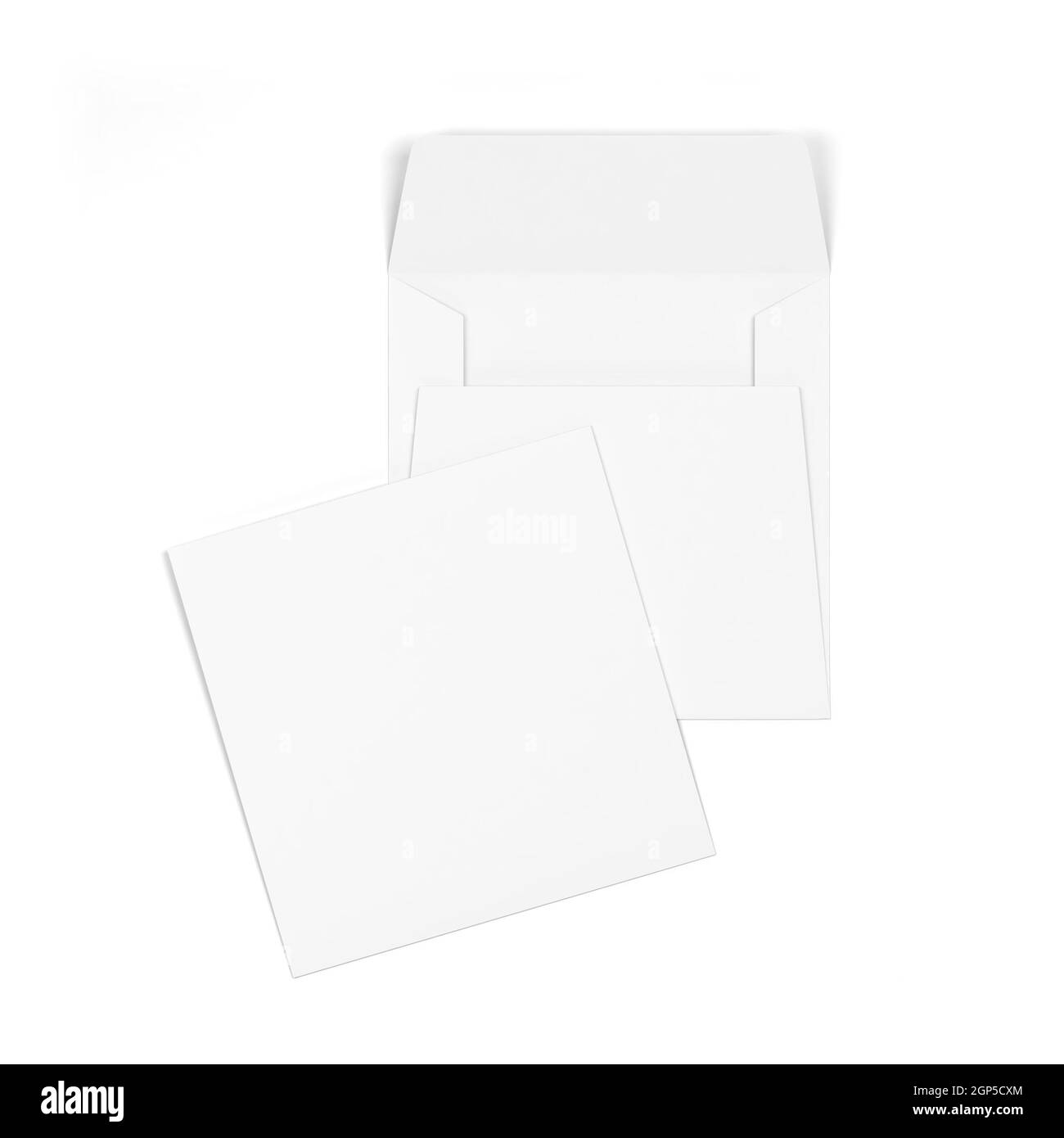 Blank paper square envelope mockup. 3d illustration isolated on white