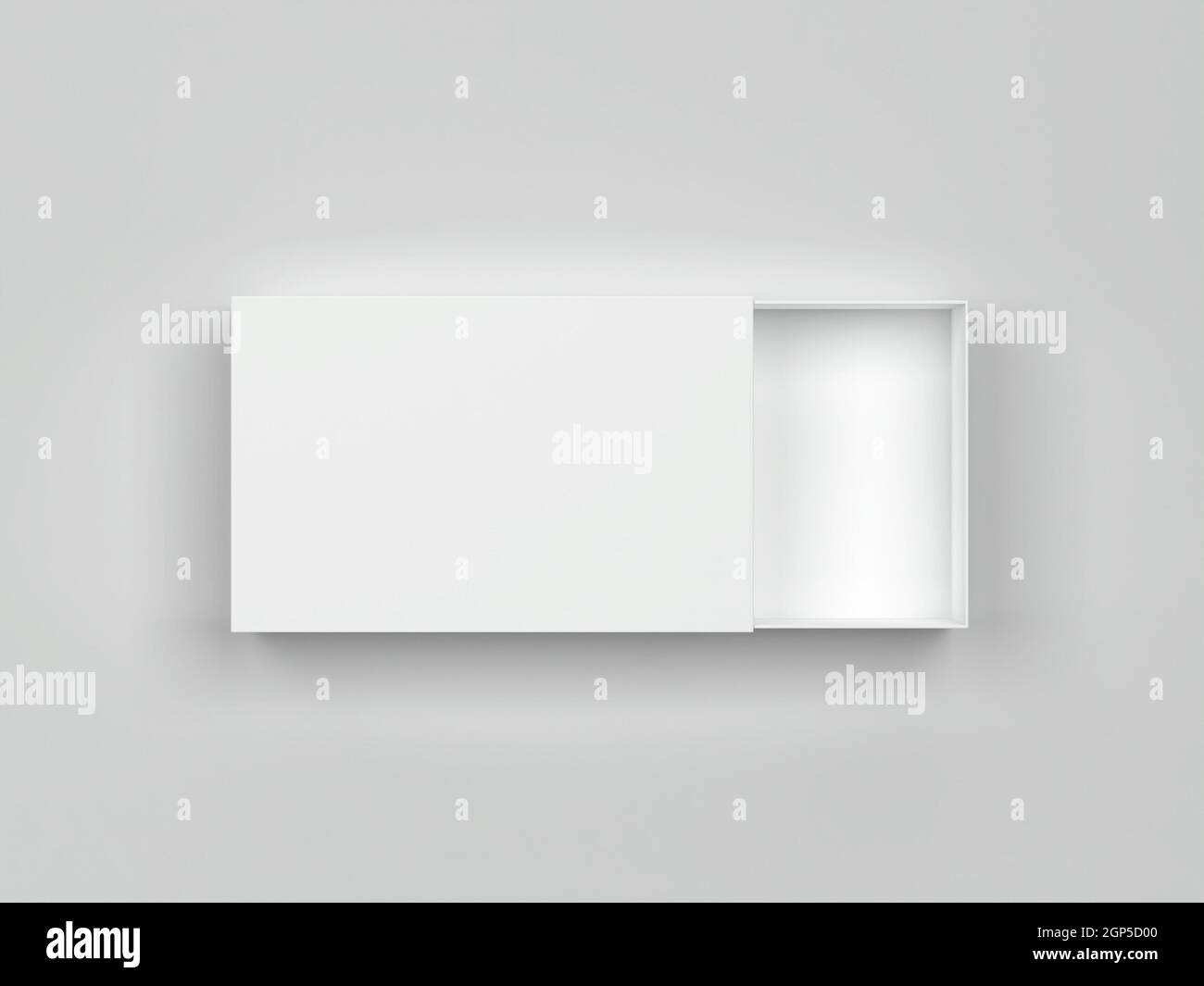 Opened slide box mockup. 3d illustration on gray background Stock Photo