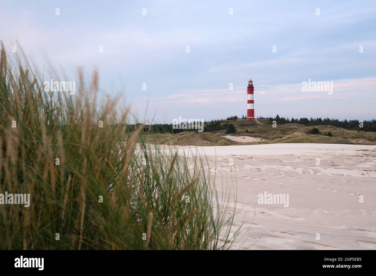 Panoramic image of the Wittduen lighthouse at sunset, Amrum, Germany ...