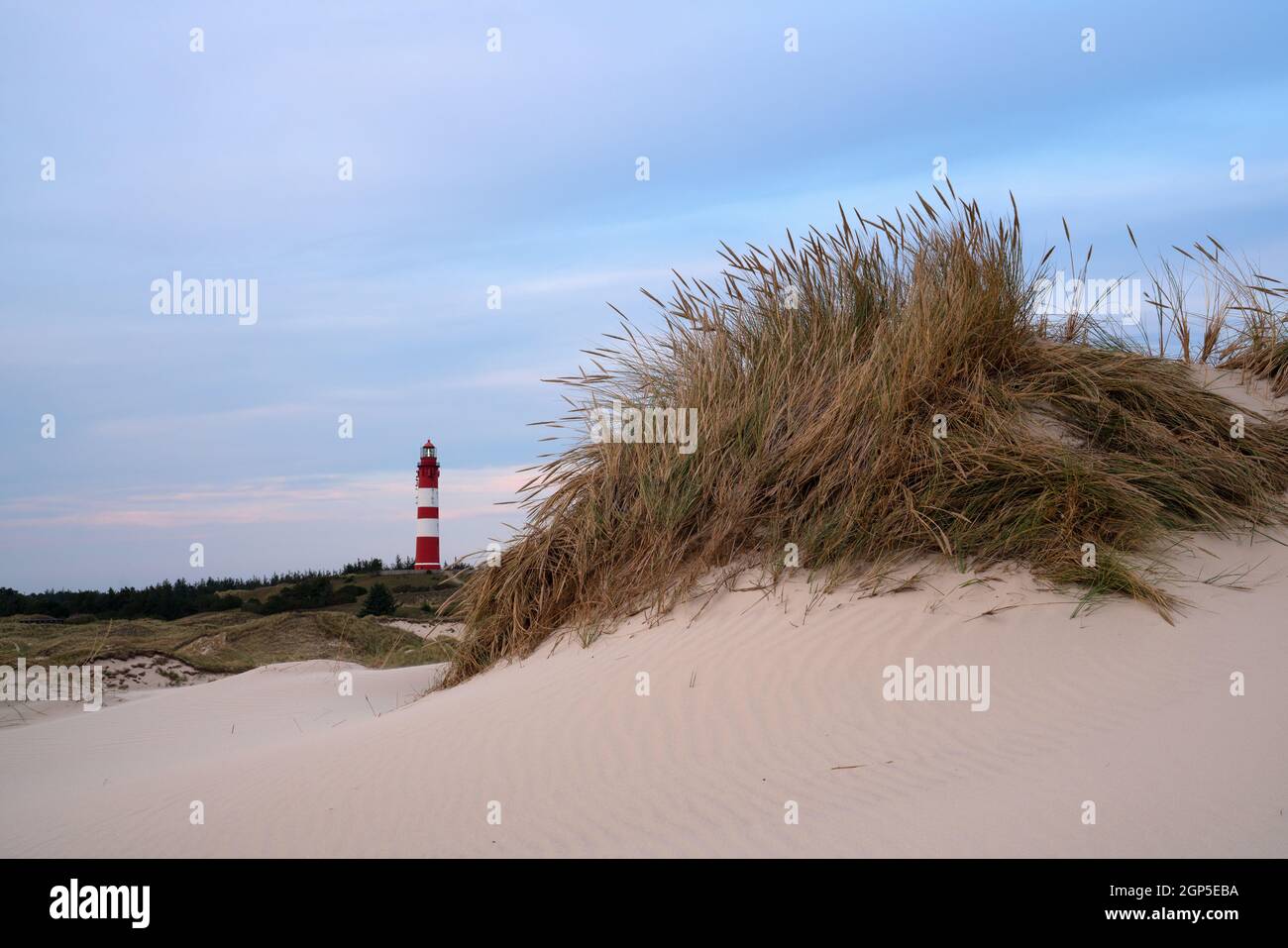 Panoramic image of the Wittduen lighthouse at sunset, Amrum, Germany ...