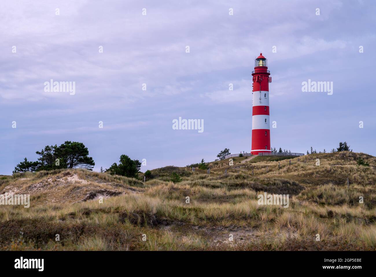 Panoramic image of the Wittduen lighthouse at sunset, Amrum, Germany ...