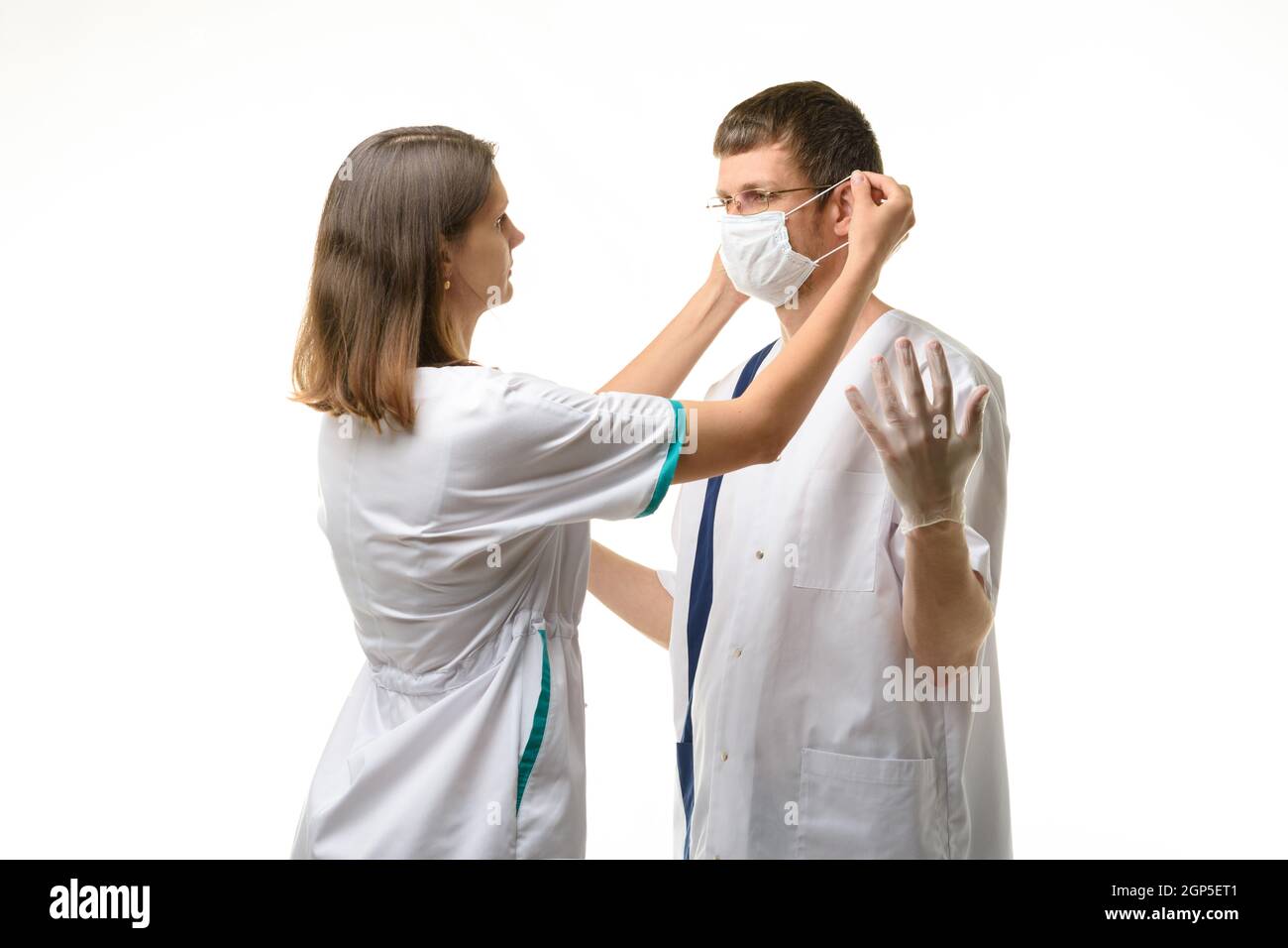 White girl puts on mask hi-res stock photography and images - Alamy