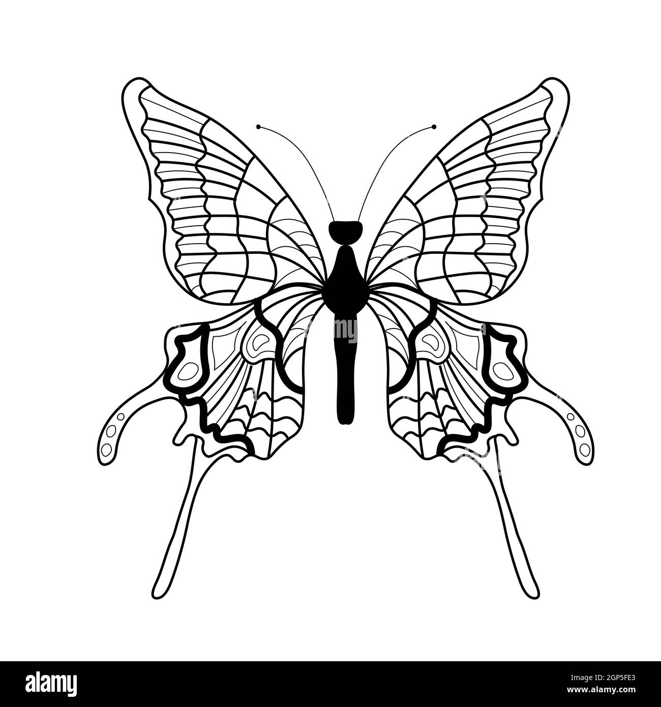 Butterfly coloring book. Linear drawing of a butterfly Stock Photo Alamy