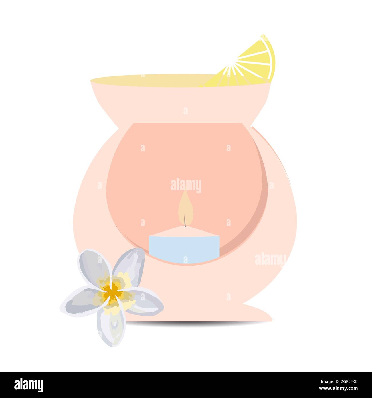 Aromalapma. Heating candle. Essential oil for the lamp. Vector illustration isolated. Spa procedure Stock Photo