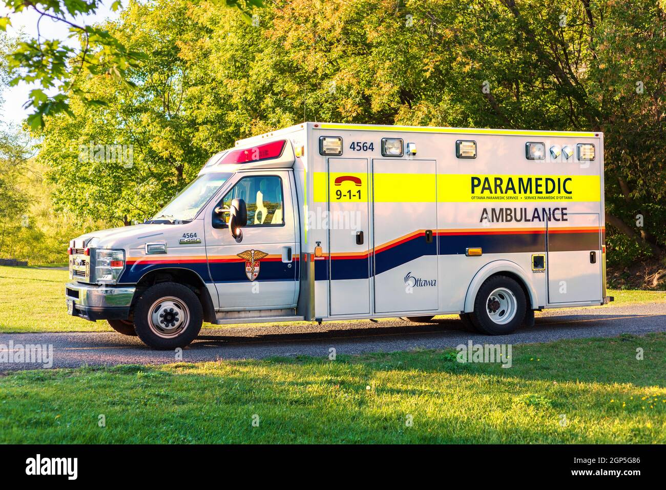 Ottawa, Canada - September 19, 2021: Ambulance parked in park ...