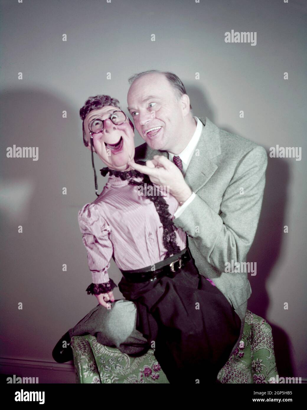 Edgar Bergen (right), with his ventriloquist dummy Effie Klinker (left