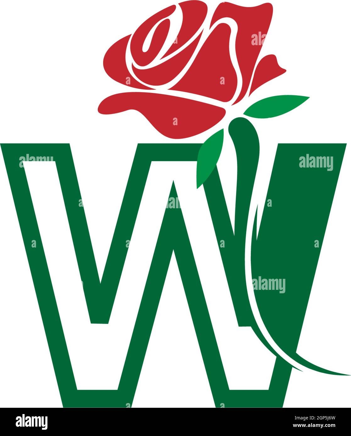 Letter W with rose icon logo vector template illustration Stock Vector ...