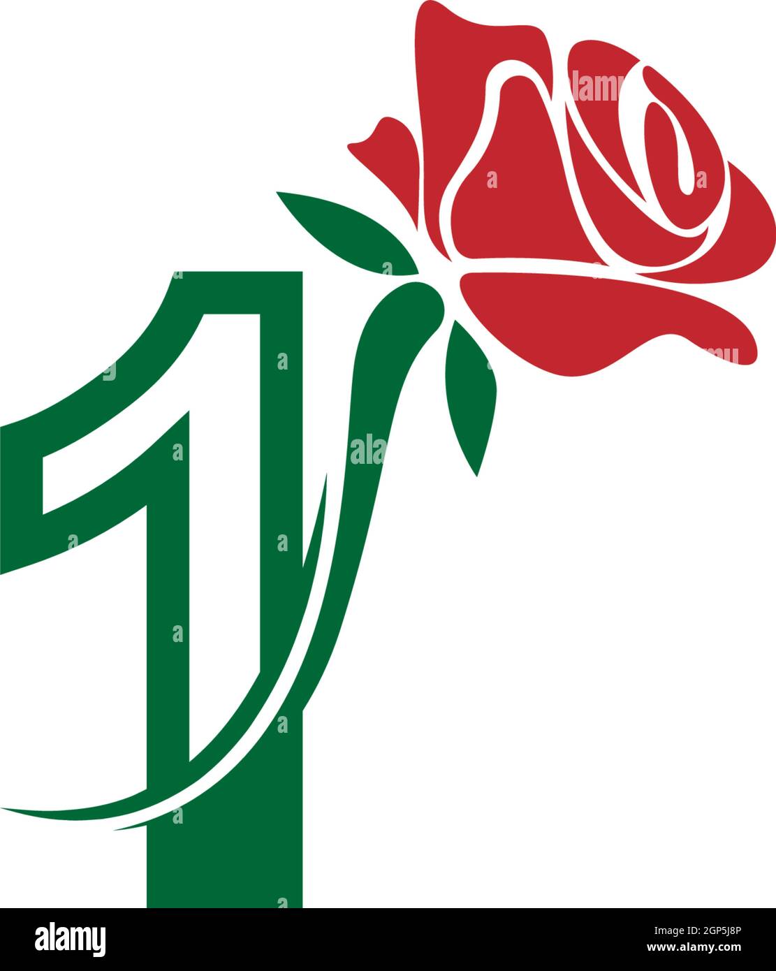 Number 1 with rose icon logo vector template illustration Stock Vector ...