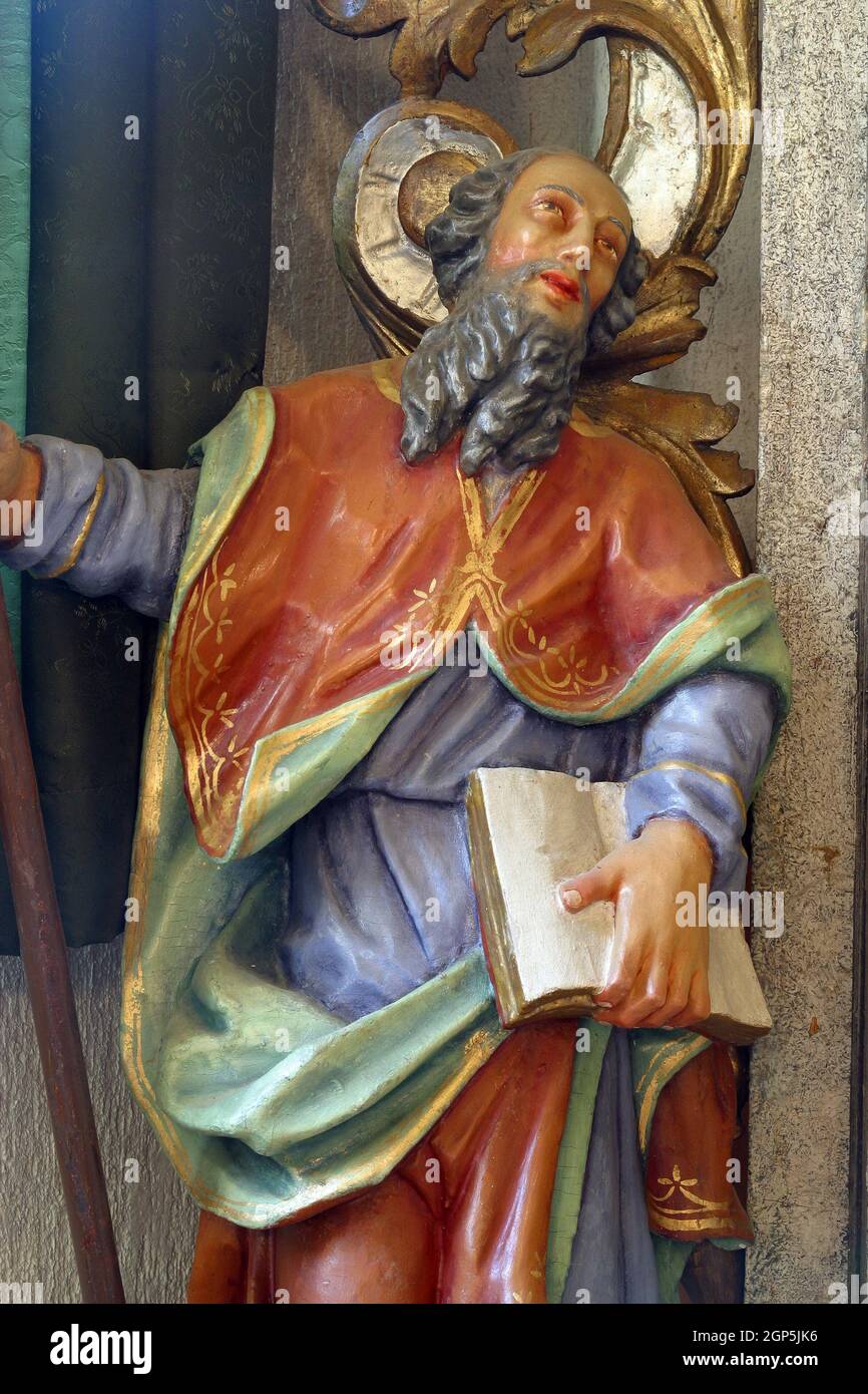 Saint Joachim statue at the altar in the Parish Church of Assumption of