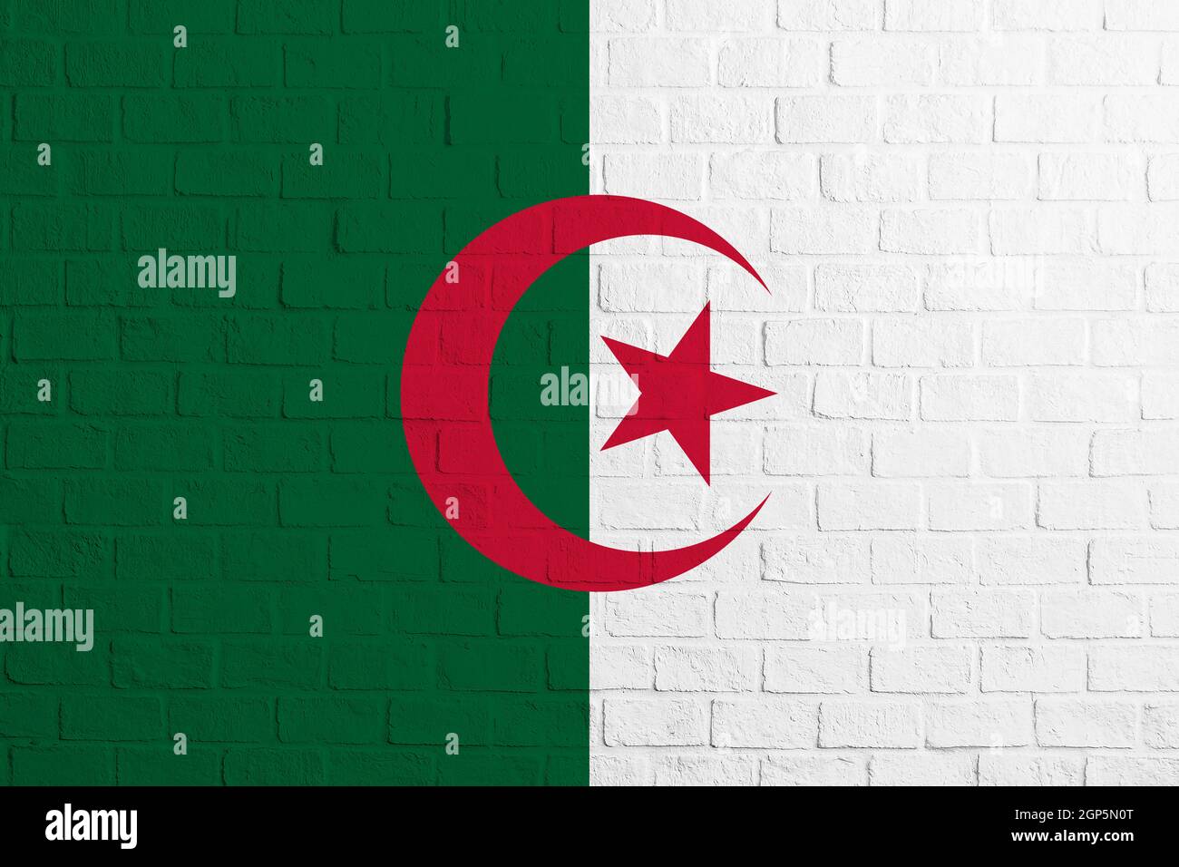 Flag of Algeria. Brick wall texture of the flag of Algeria Stock Photo ...