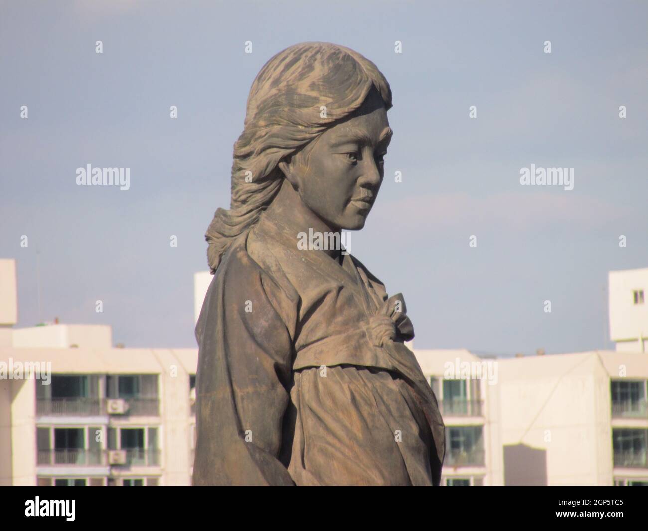 The Statue of Soyanggang Cheonyeo(Virgin) in Chuncheon, South Korea- Sep, 2020 : It was built in 2005 to spread the song of 'Soyanggang Cheonyeo' well Stock Photo