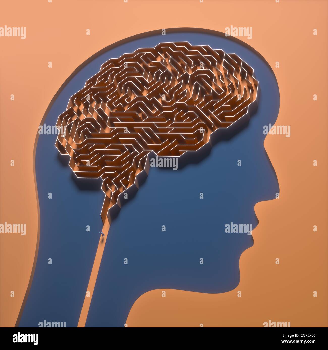 Brain shaped maze. Conceptual image of science and medicine. 3D ...