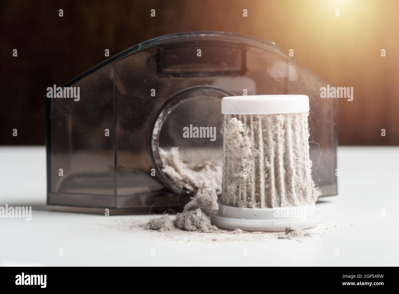 closeup common household dust on HEPA (High efficiency particulate air