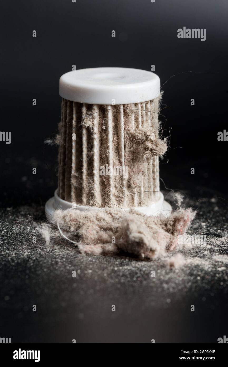 closeup common household dust on HEPA (High efficiency particulate air