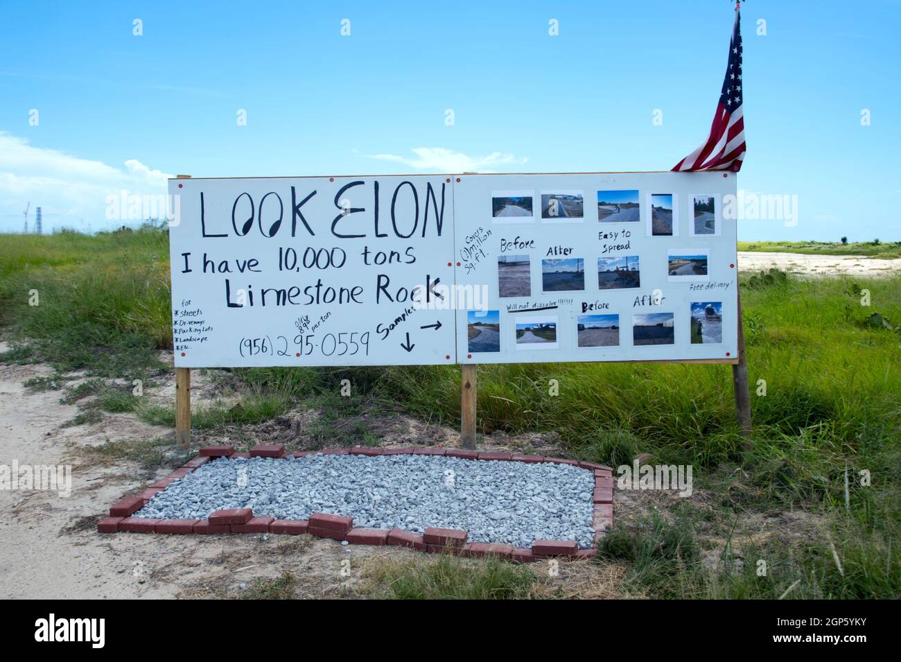 BOCA CHICA, UNITED STATES Jul 31, 2021 A for sale sign directed at